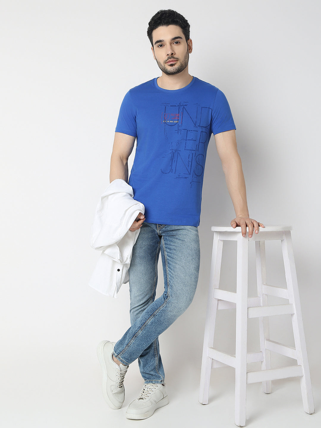 Underjeans by Spykar Men Blue T-Shirt