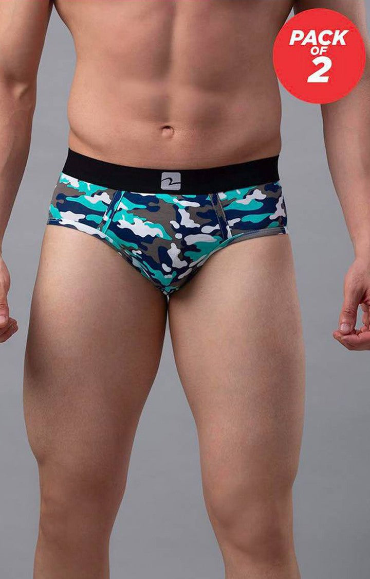 Underjeans by Spykar Men Camo1 Regular Fit Briefs (Pack of 2)