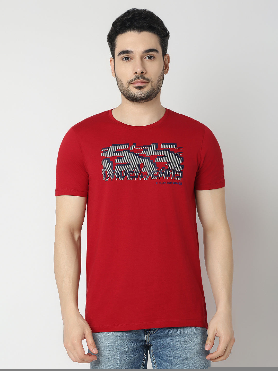 Underjeans by Spykar Men Deep Red T-Shirt