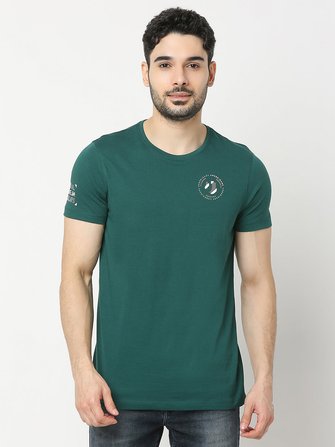 Underjeans by Spykar Men Bottle Green T-shirt