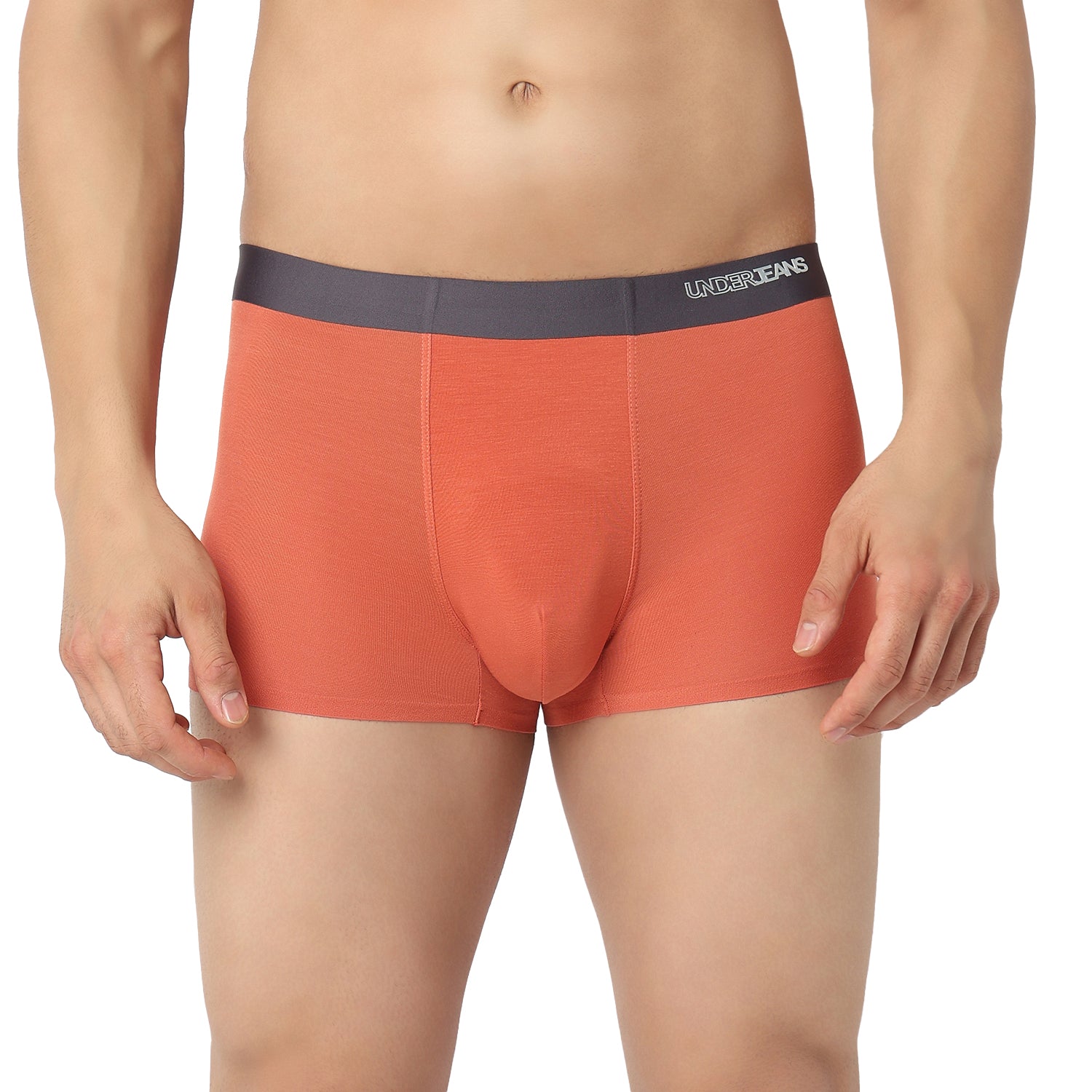 Underjeans by Spykar Men Rust Orange Regular Fit Ultrasoft Trunks