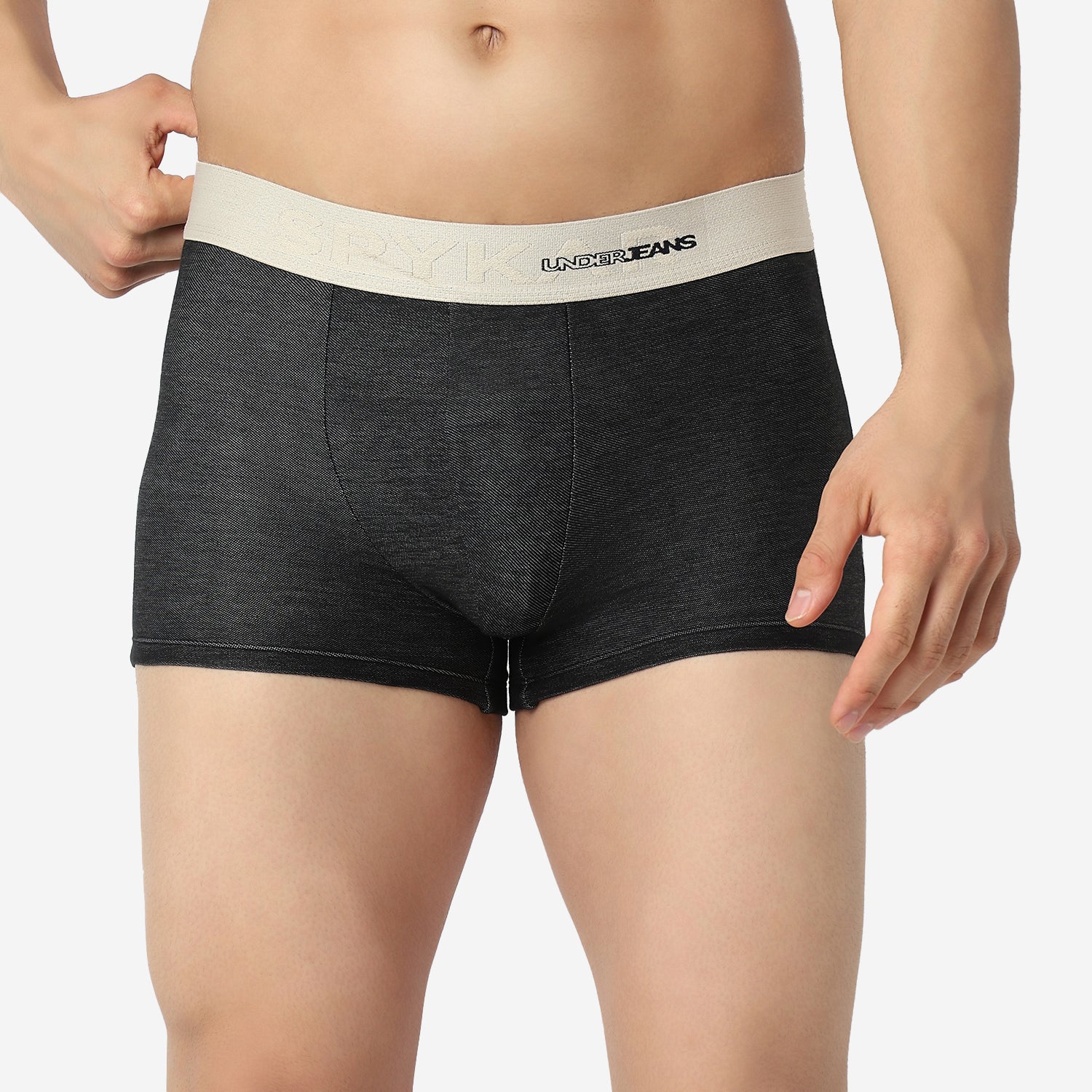Underjeans by Spykar Men Dark Denim Black Regular Fit Ultrasoft Trunks