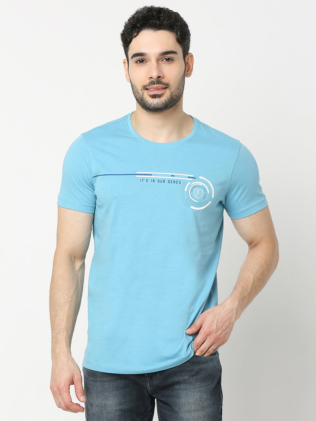 Underjeans by Spykar Men Blue T-shirt