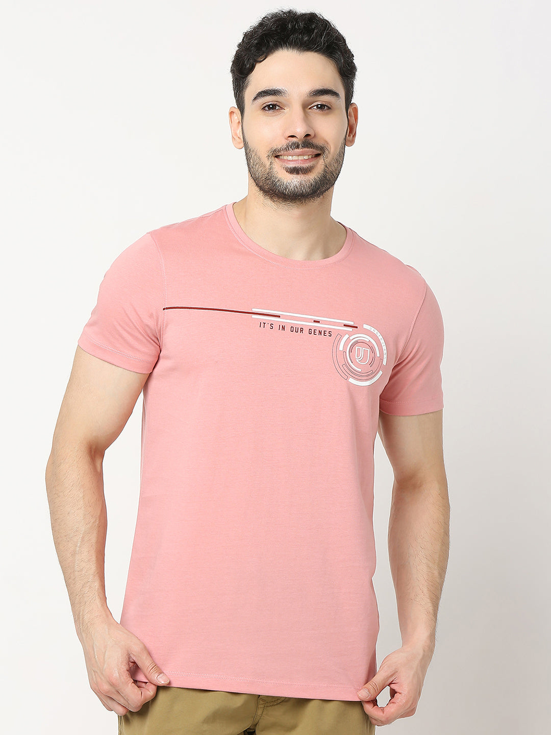 Underjeans by Spykar Men Pink T-shirt