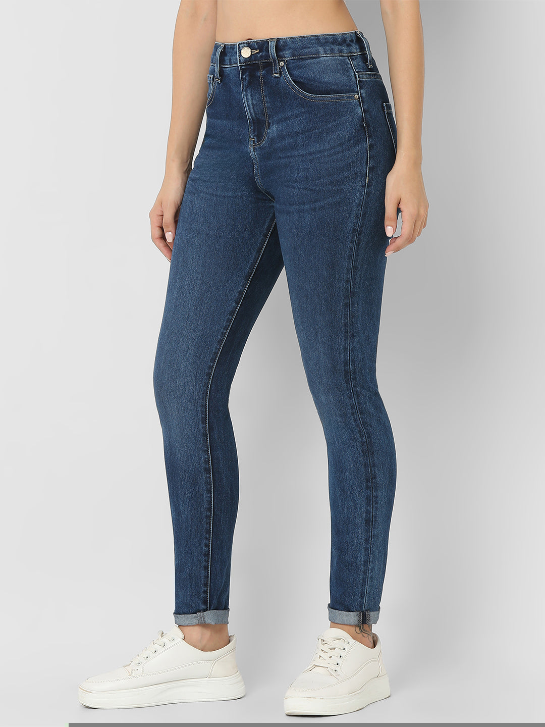 Spykar Mid Blue High Rise Jeans For Women
