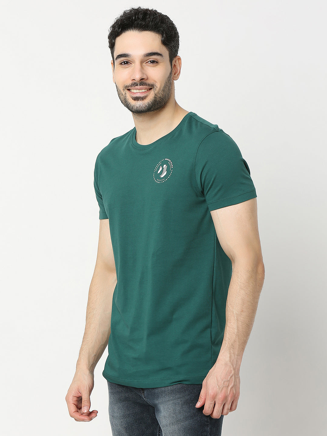 Underjeans by Spykar Men Bottle Green T-shirt