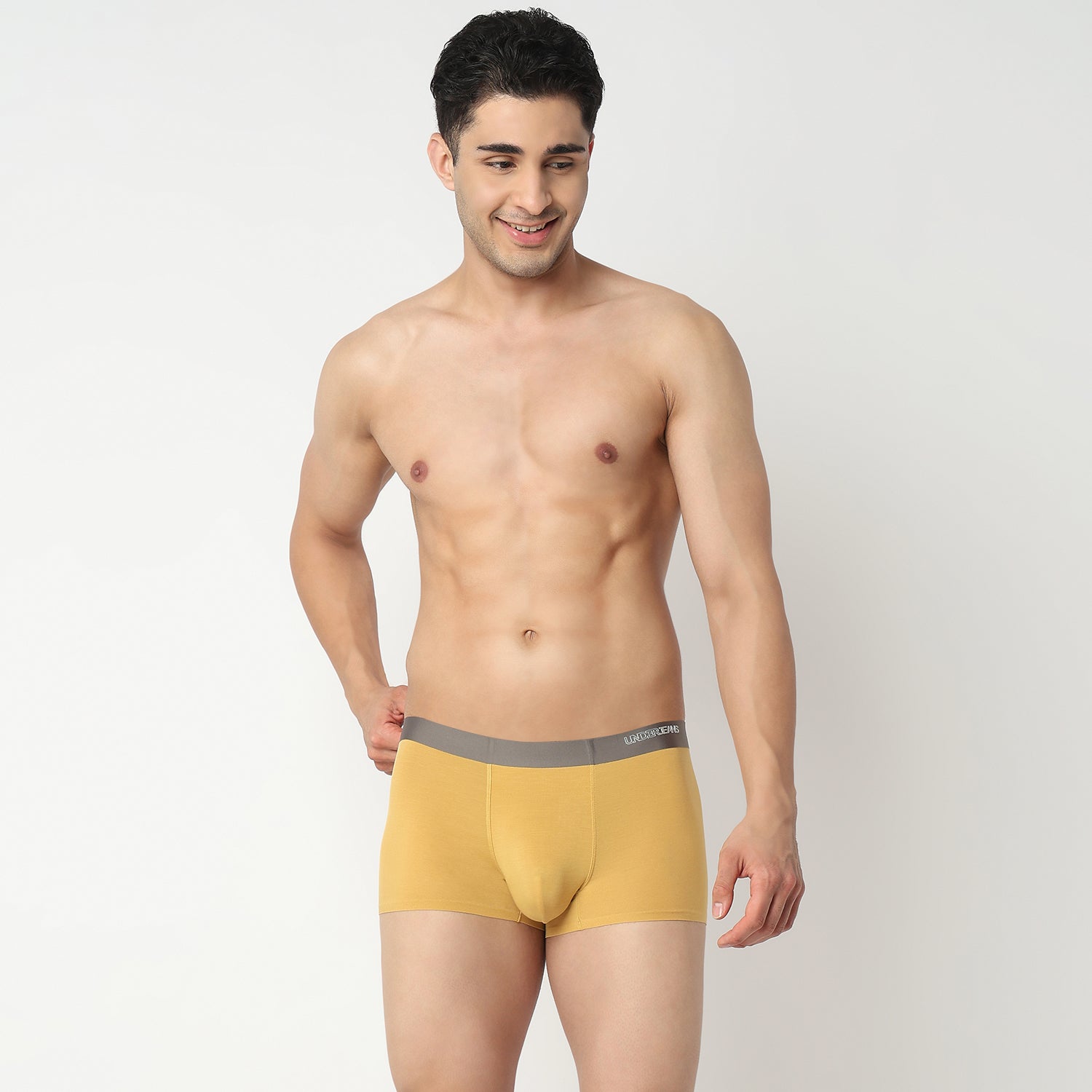 Underjeans by Spykar Men Mustard Yellow Regular Fit Ultrasoft Trunks