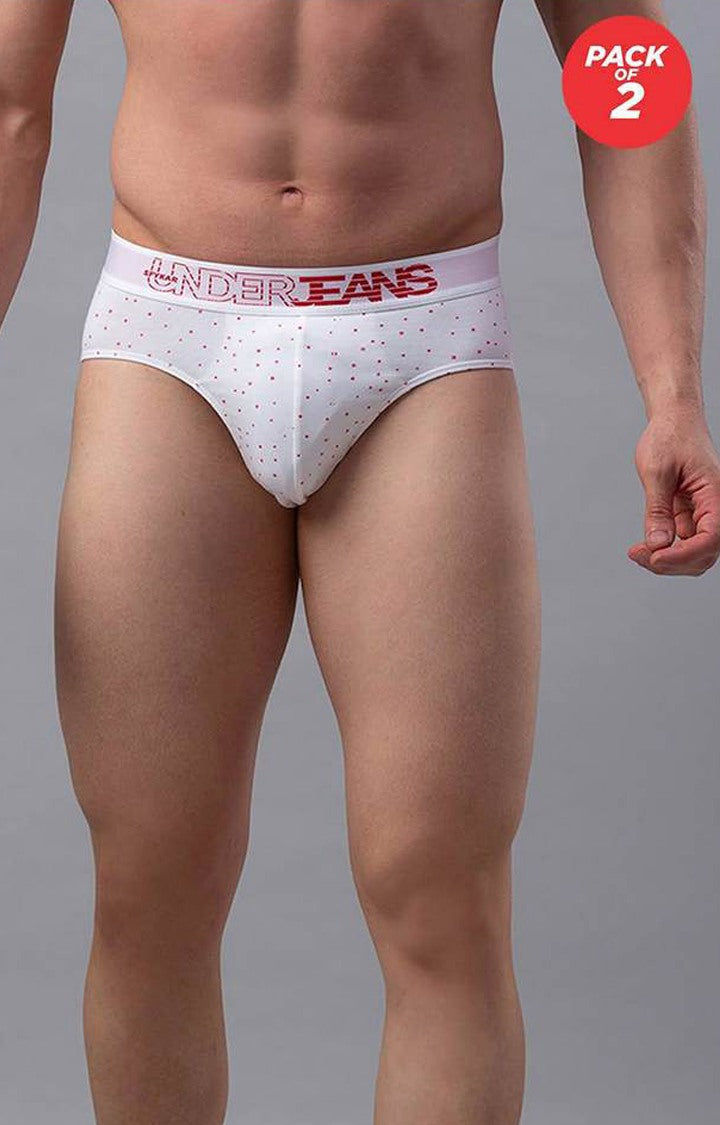 Underjeans by Spykar Men White Regular Fit Briefs (Pack of 2)