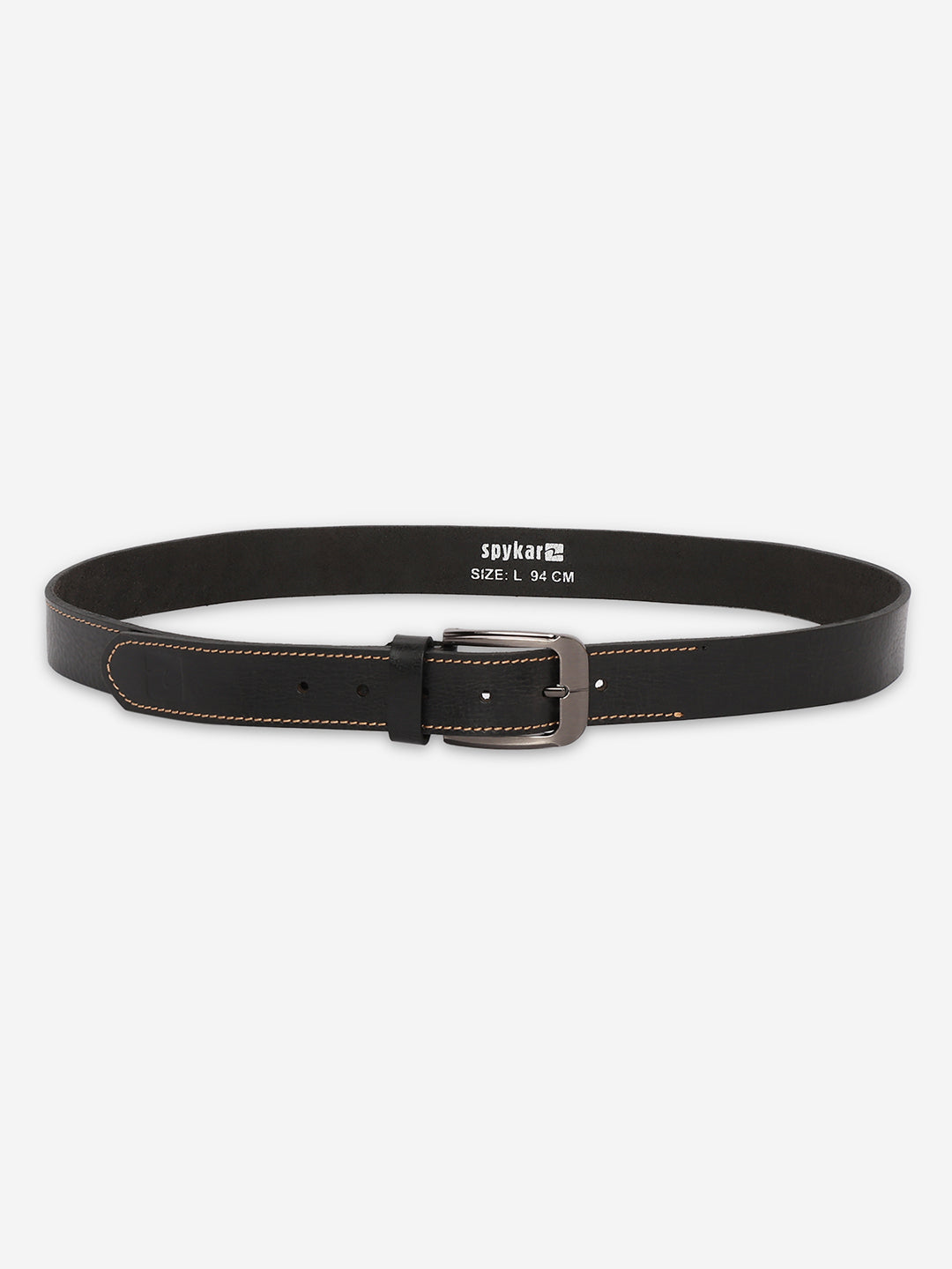 Spykar Men Black Genuine Leather Belt