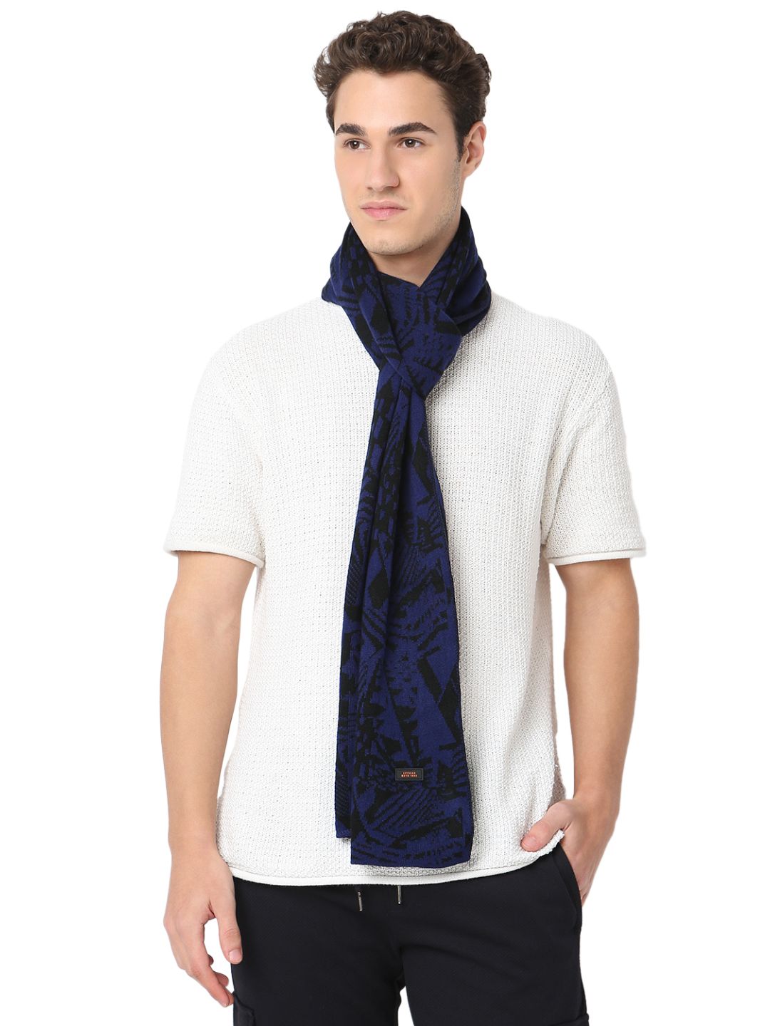 Spykar Blue & Black Muffler for Men