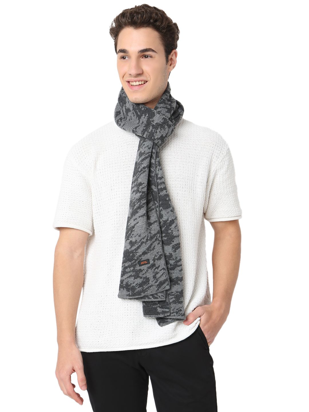 Spykar Dark Grey Muffler for Men