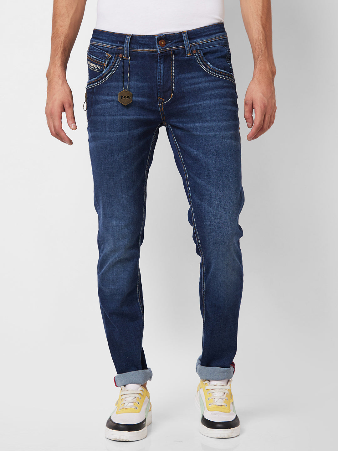 Spykar Low Rise Skinny Fit Blue Jeans For Men