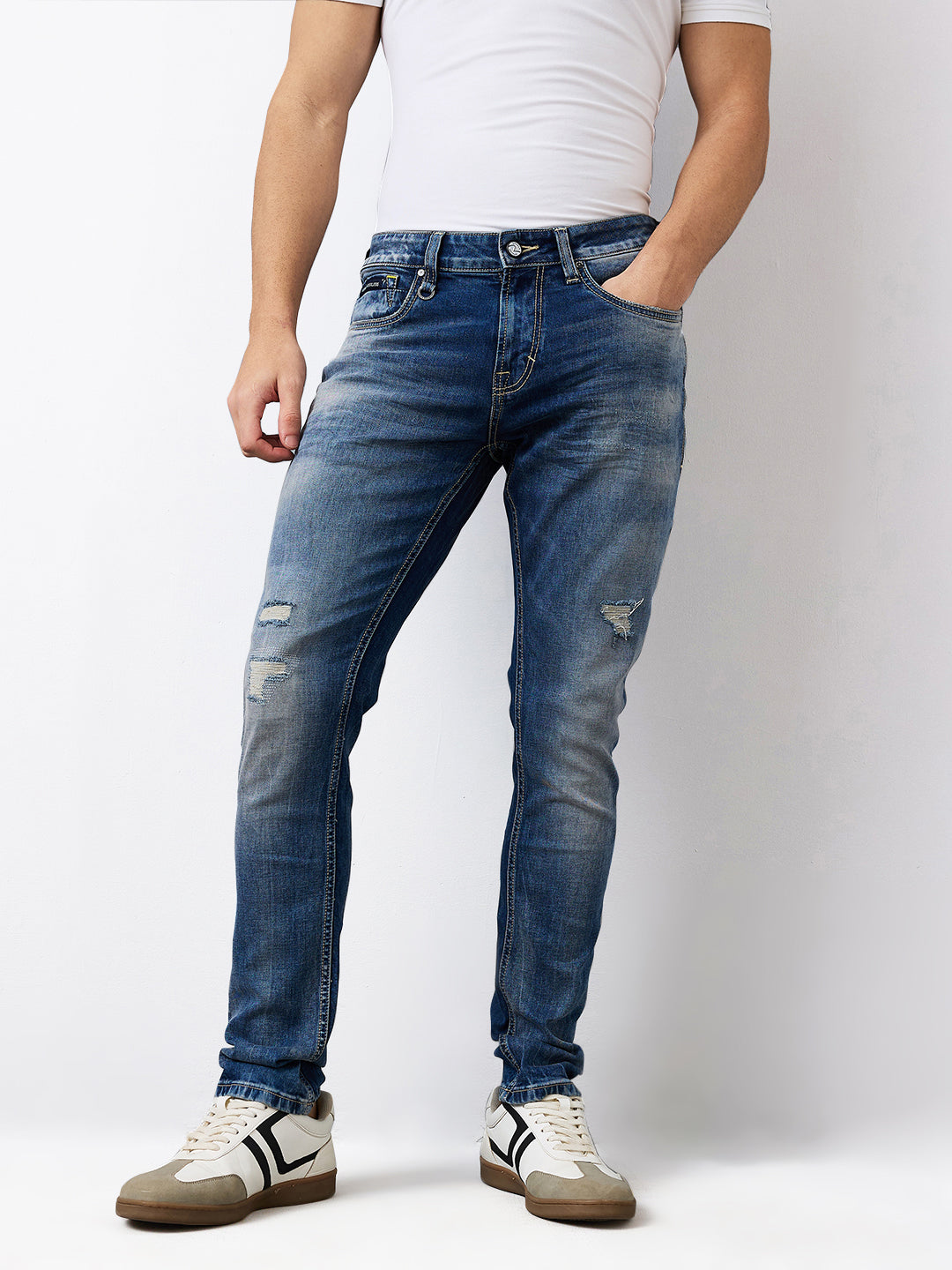 Spykar Slim Fit Low Rise Cotton Stretch Jeans For Men