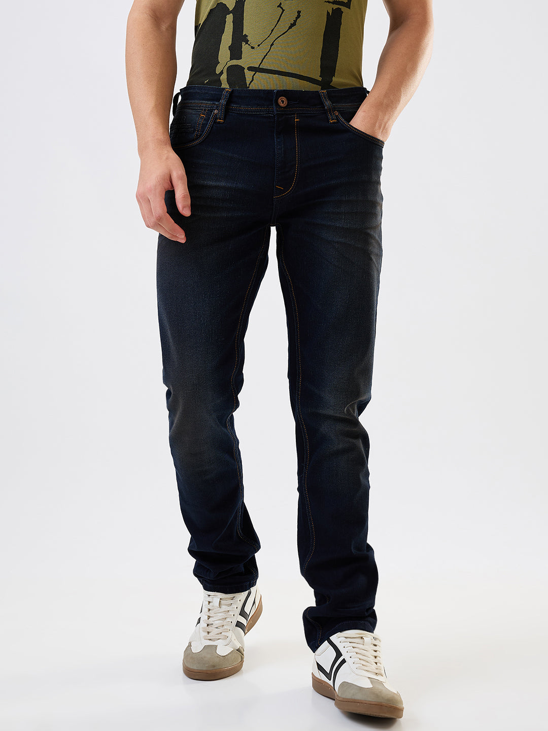 Spykar Comfort Fit Mid Rise Cotton Stretch Jeans For Men