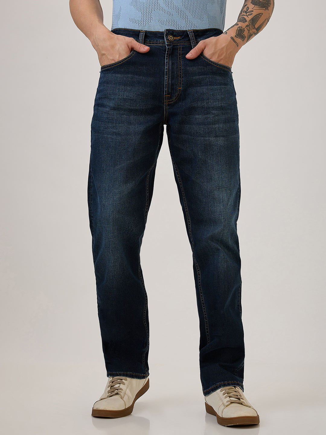 SPYKAR Blue Comfort Fit Mid Rise Jeans For Men