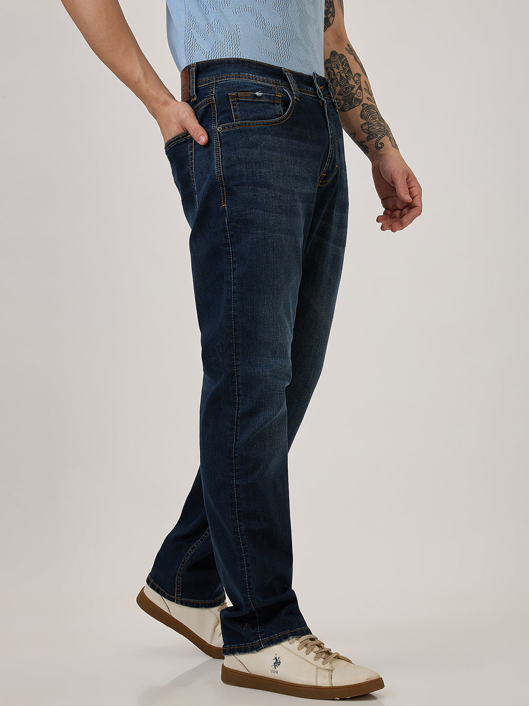 SPYKAR Blue Comfort Fit Mid Rise Jeans For Men
