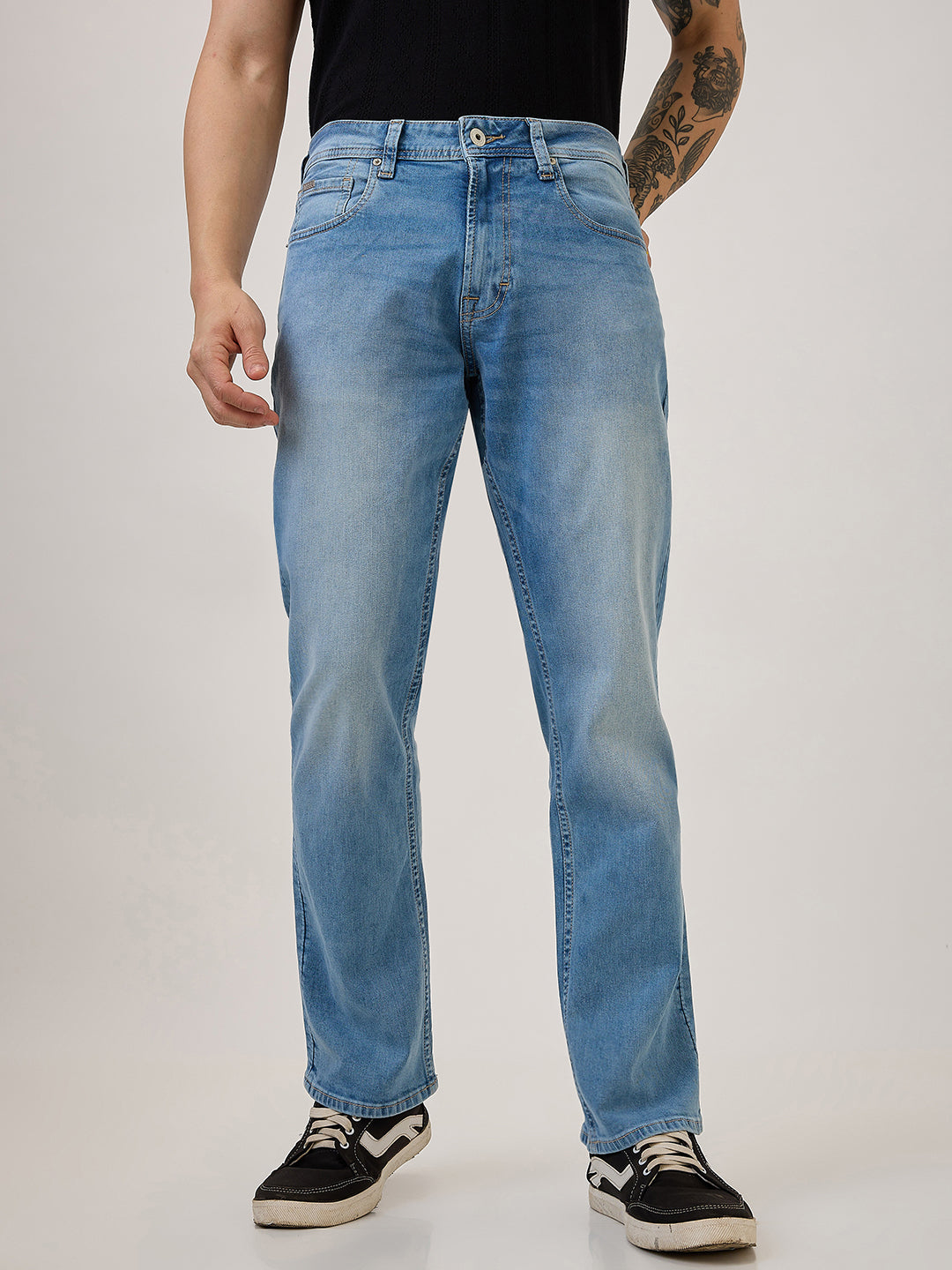 SPYKAR Light Blue Comfort Fit Mid Rise Jeans For Men