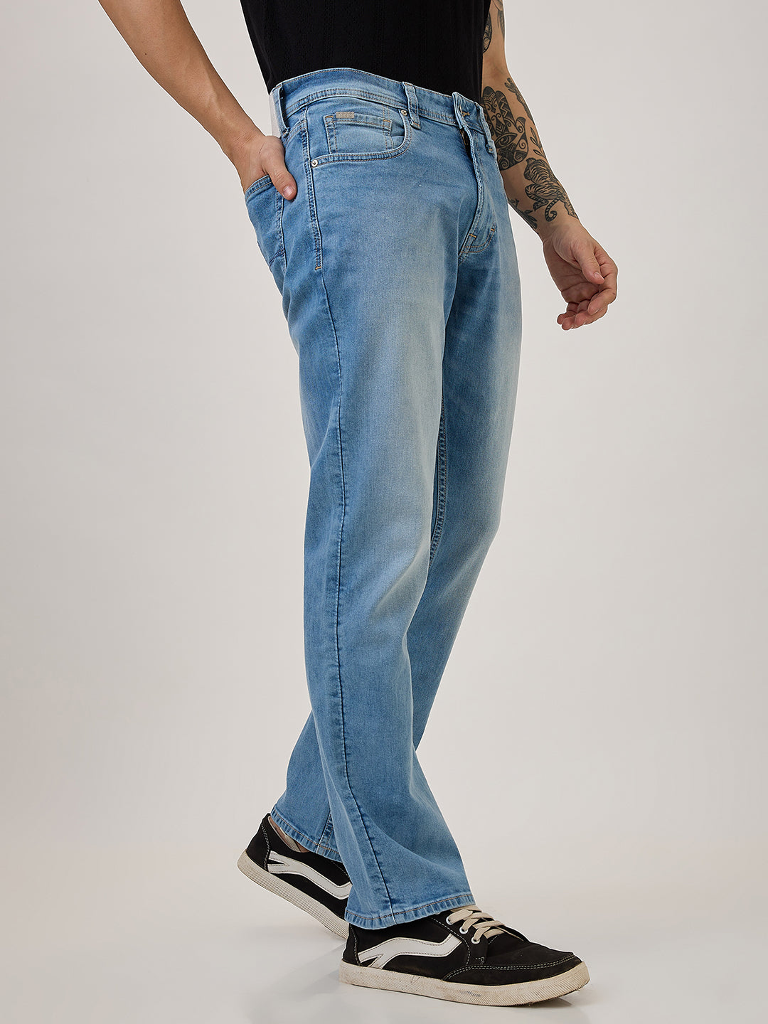 SPYKAR Light Blue Comfort Fit Mid Rise Jeans For Men