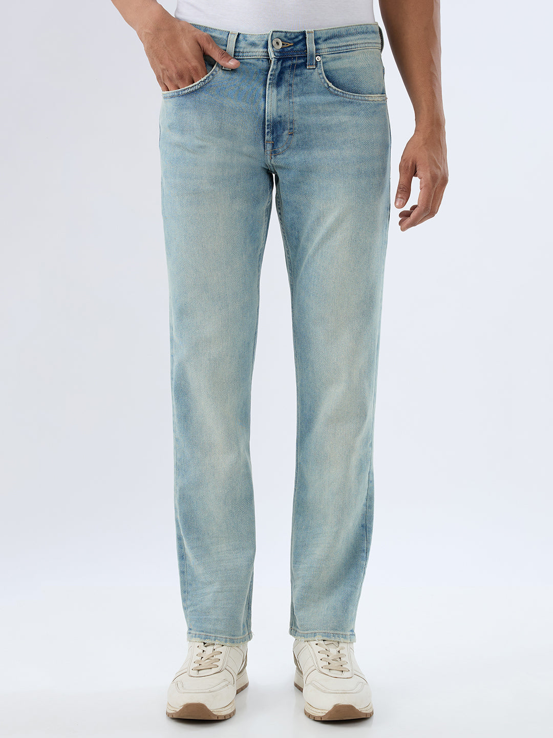 Spykar Vintage Blue Comfort Fit Mid Rise Jeans For Men