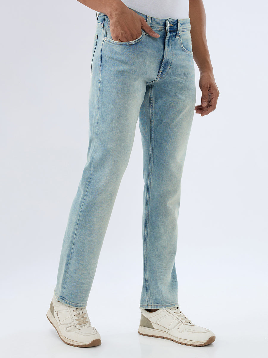 Spykar Vintage Blue Comfort Fit Mid Rise Jeans For Men