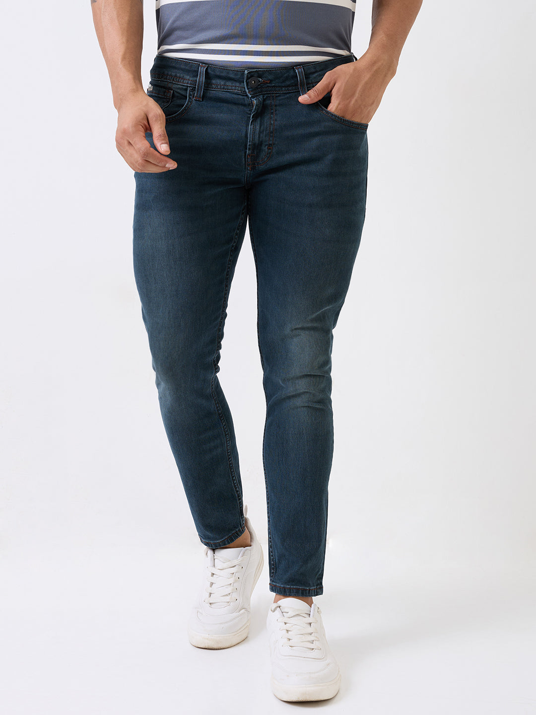 Spykar Green Mid Rise Slim Fit Casual Jeans For Men