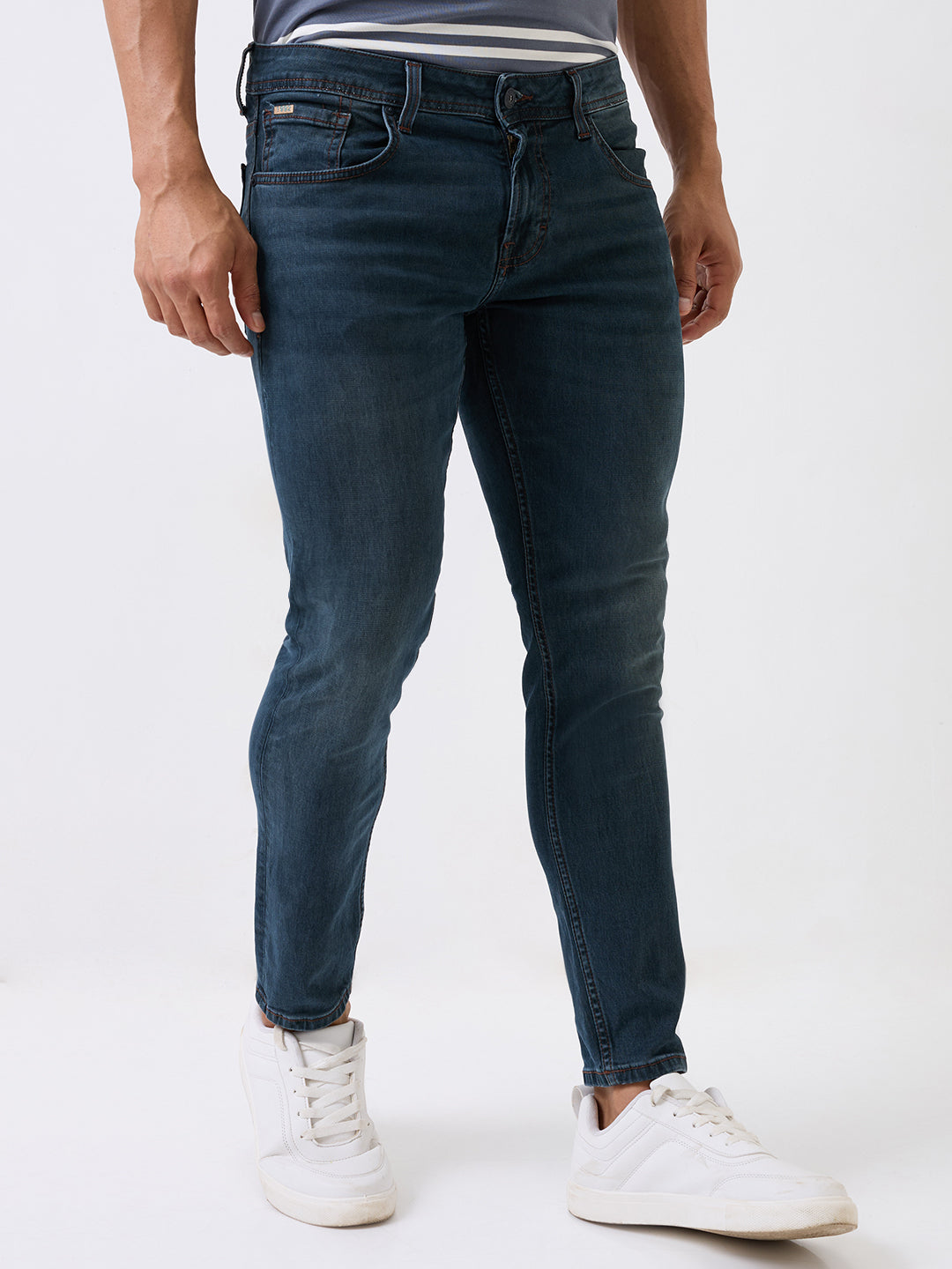 Spykar Green Mid Rise Slim Fit Casual Jeans For Men