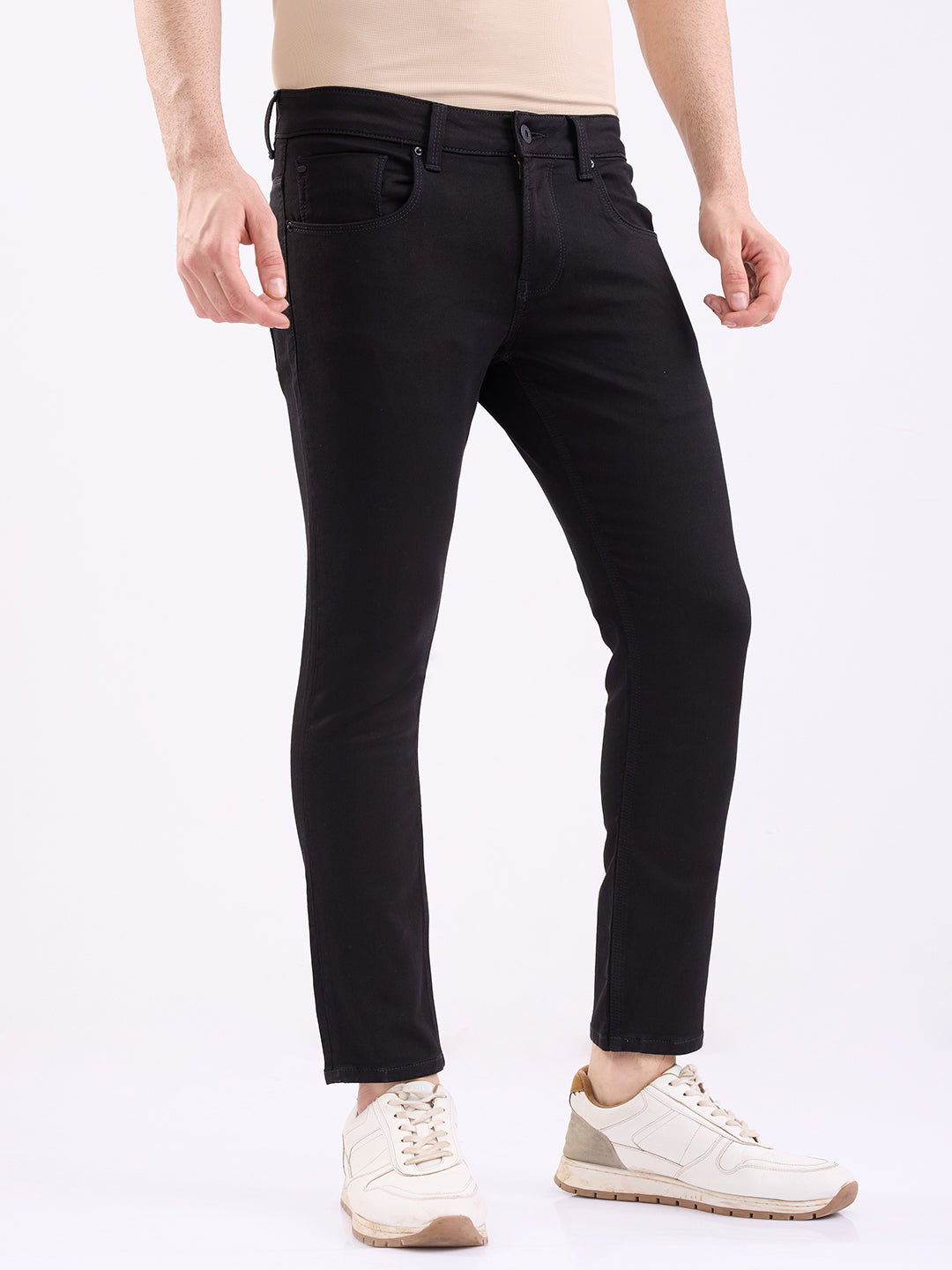 Spykar Black Mid Rise Slim Fit Casual Jeans For Men