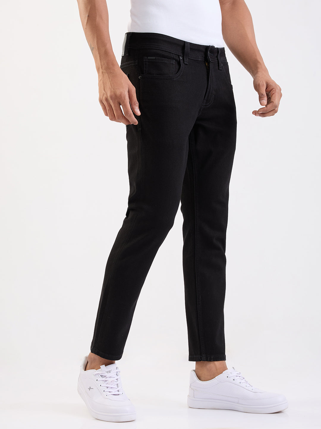 Spykar Black Mid Rise Slim Fit Casual Jeans For Men