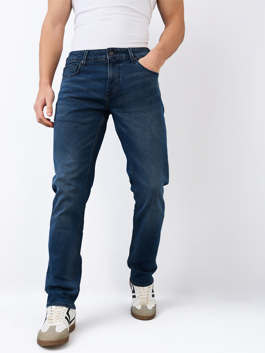 Spykar Comfort Fit Mid Rise Cotton Jeans For Men