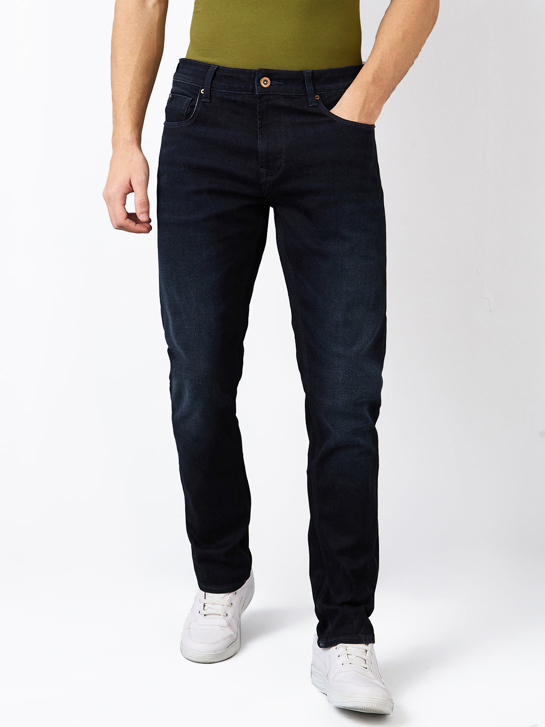 Spykar Comfort Fit Mid Rise Cotton Jeans For Men