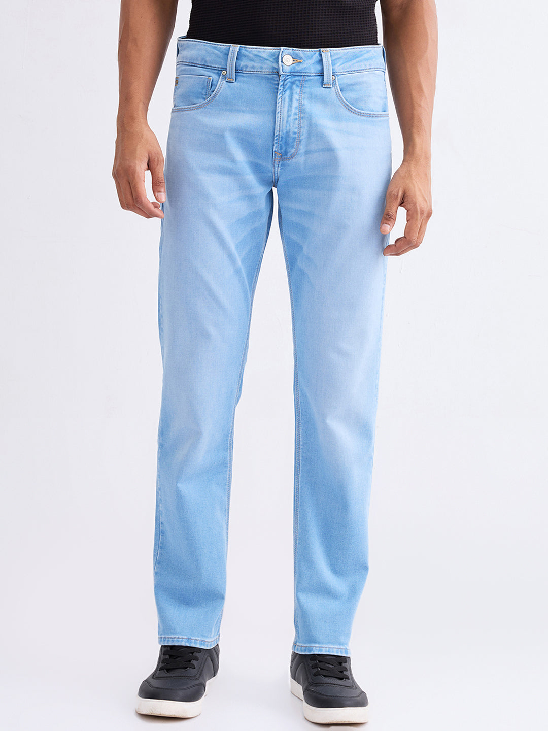 Spykar Light Blue Mid Rise Comfort Fit Casual Jeans For Men