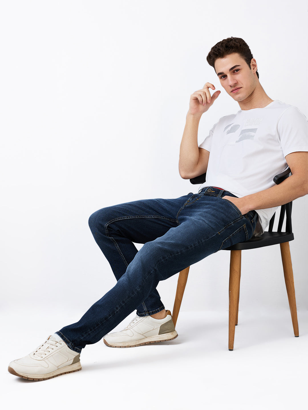 Spykar Regular Fit Mid Rise Cotton Jeans For Men