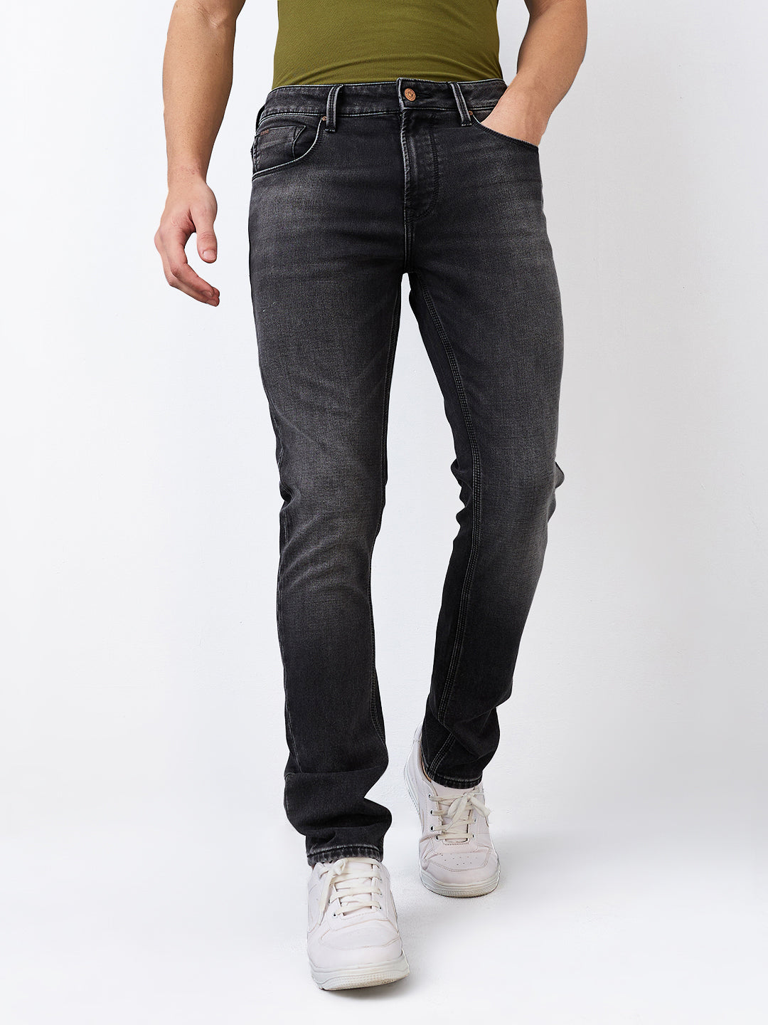 Spykar Regular Fit Mid Rise Cotton Jeans For Men