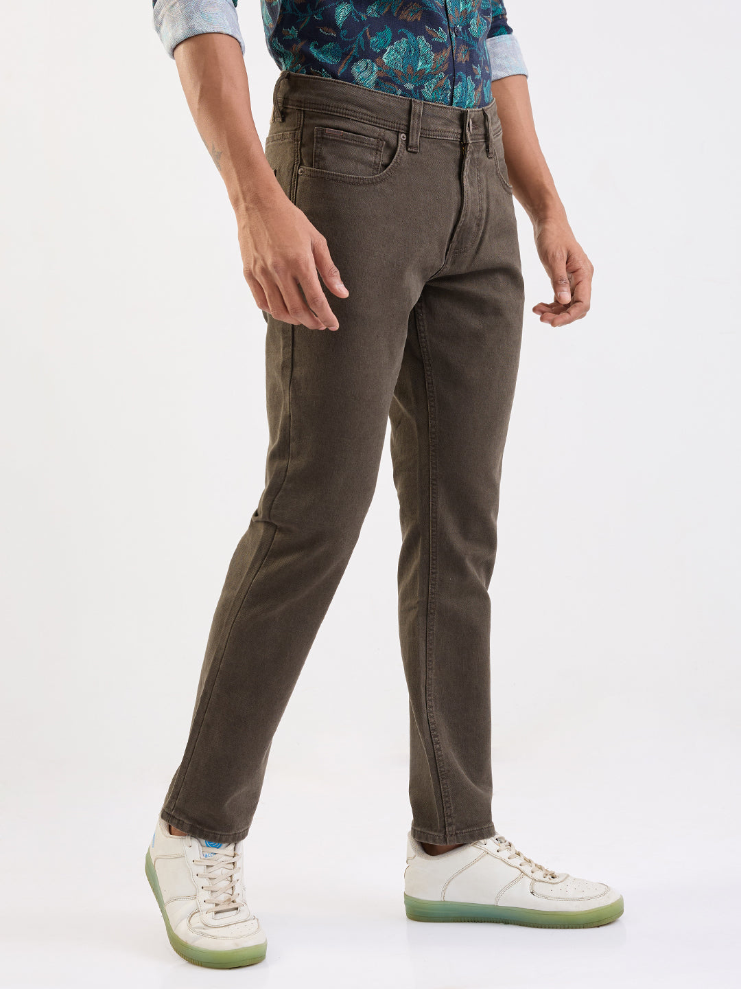 Spykar Olive Green Mid Rise Regular Fit Casual Jeans For Men