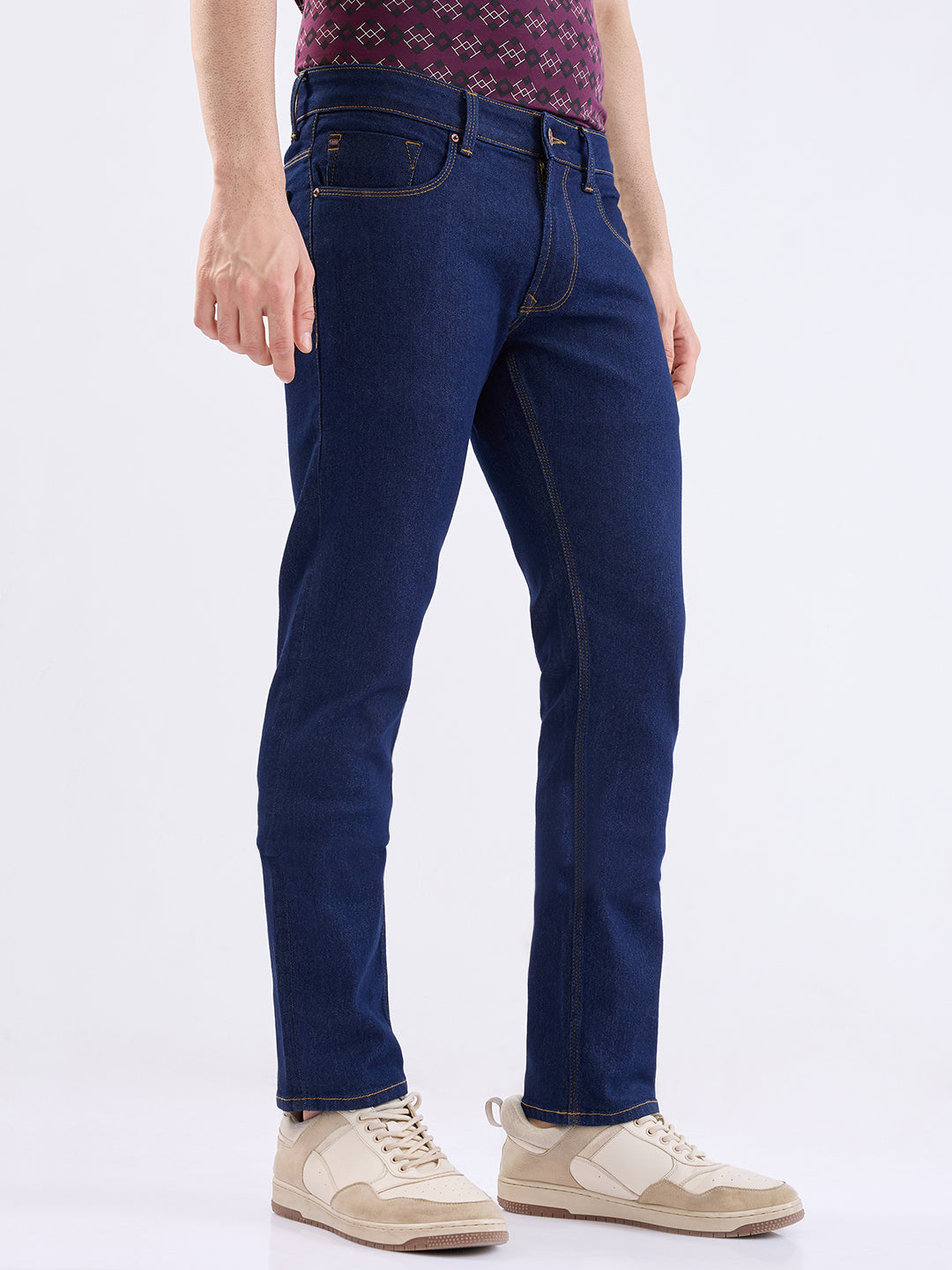 Spykar Raw Blue Mid Rise Regular Fit Casual Jeans For Men