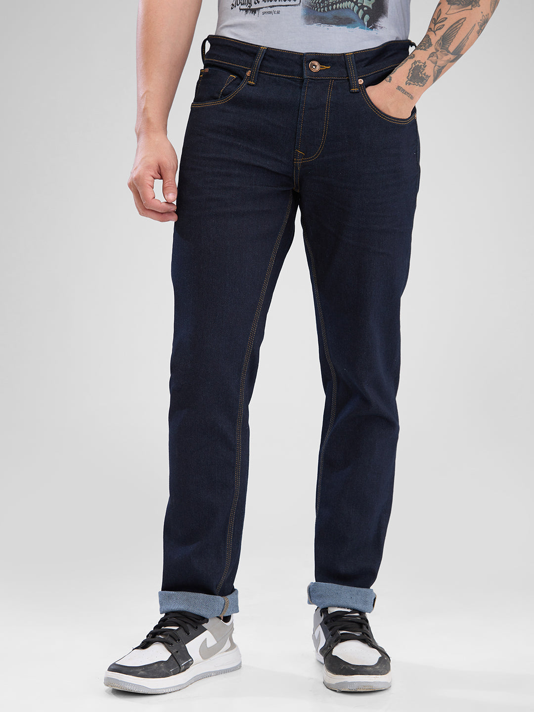 Spykar Raw Blue Slim Fit Jeans For Men