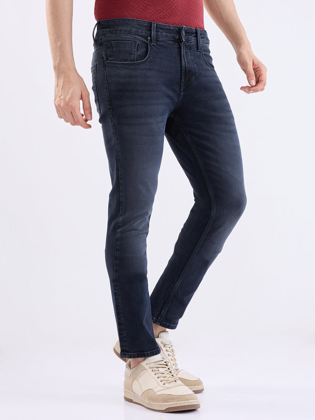 Spykar Carbon Black Low Rise Slim Fit Casual Jeans For Men