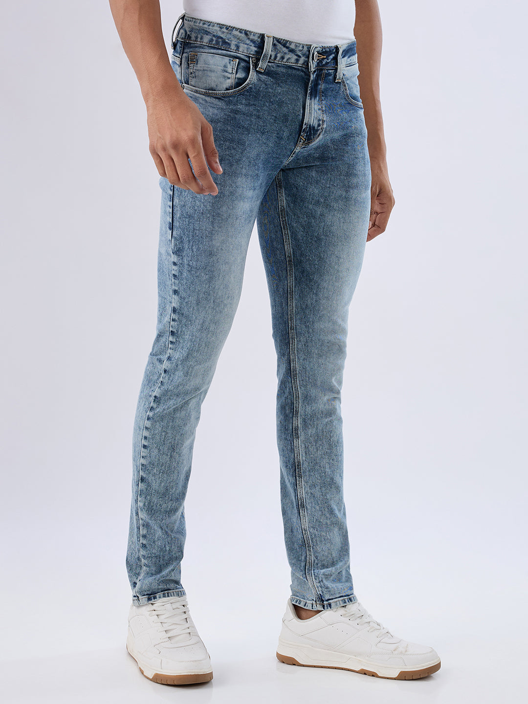 Spykar Stone Grey Slim Fit Low Rise Jeans For Men