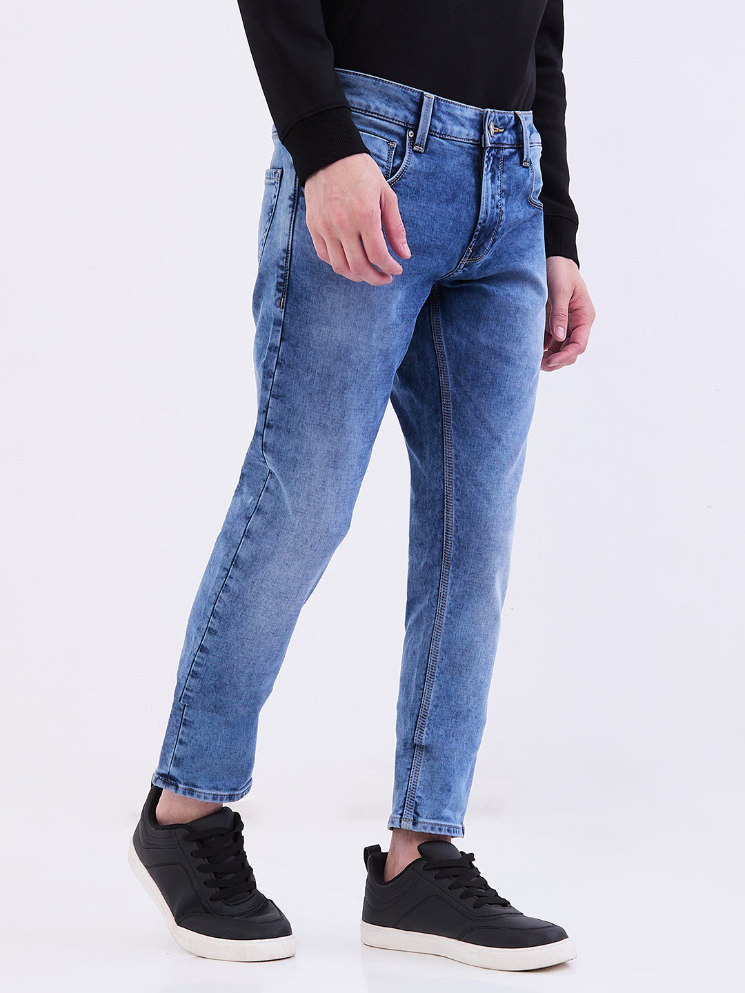 Spykar Light Blue Low Rise Slim Fit Casual Jeans For Men