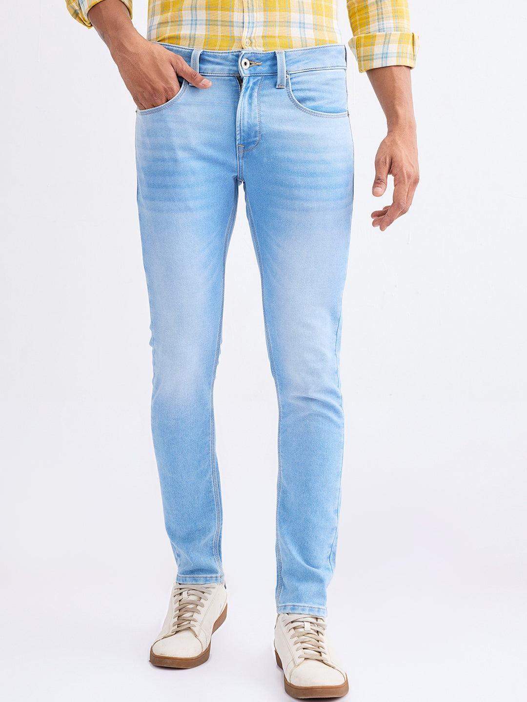 Spykar Ice Blue Low Rise Slim Fit Casual Jeans For Men
