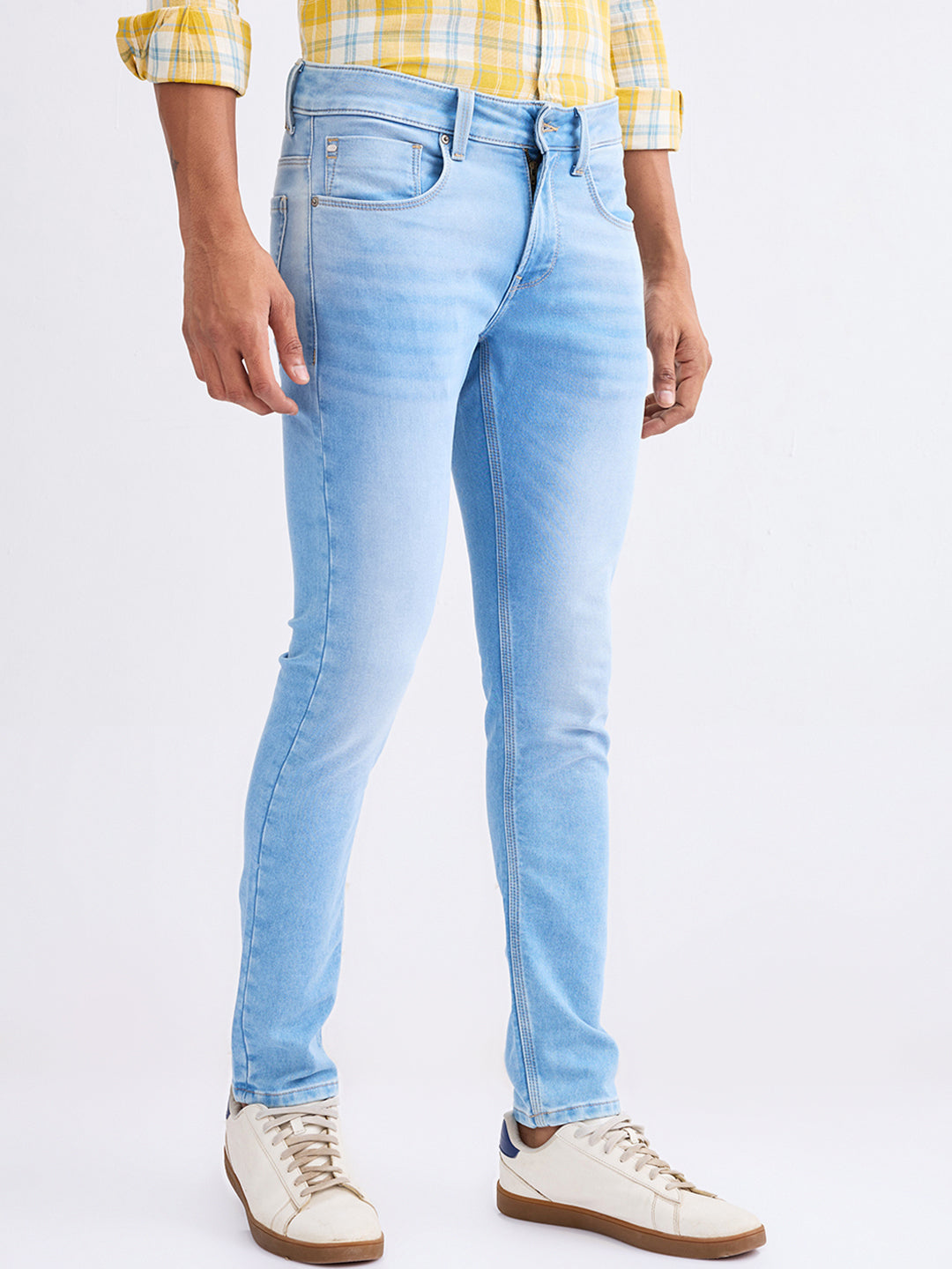 Spykar Ice Blue Low Rise Slim Fit Casual Jeans For Men