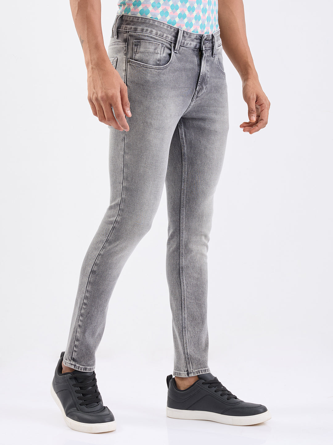 Spykar Grey Low Rise Slim Fit Casual Jeans For Men
