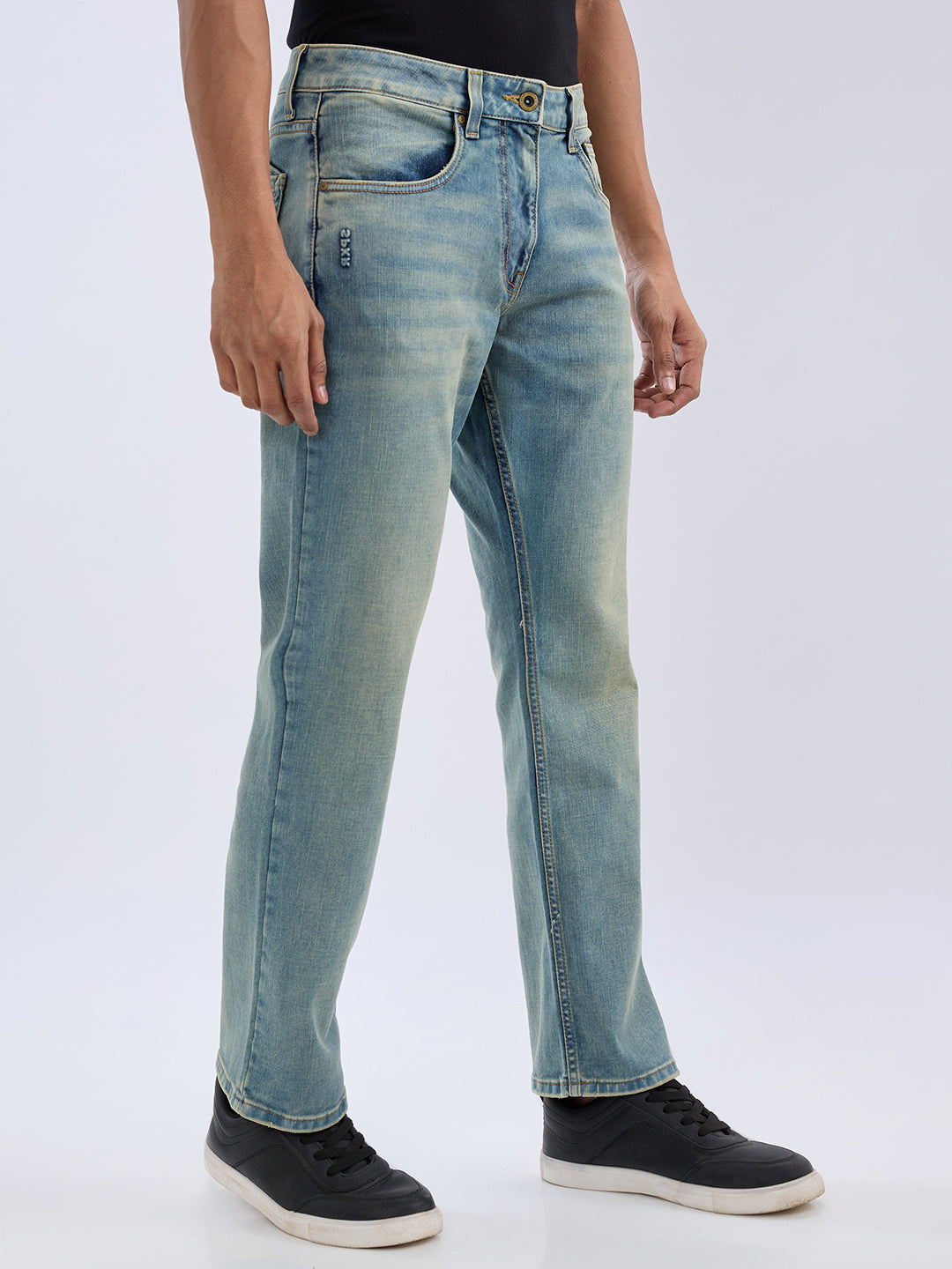 Spykar Vintage Blue Comfort Fit Mid Rise Jeans For Men