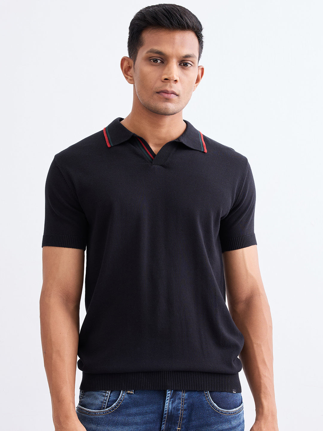 Spykar Black Slim Fit Casual Sweaters For Men