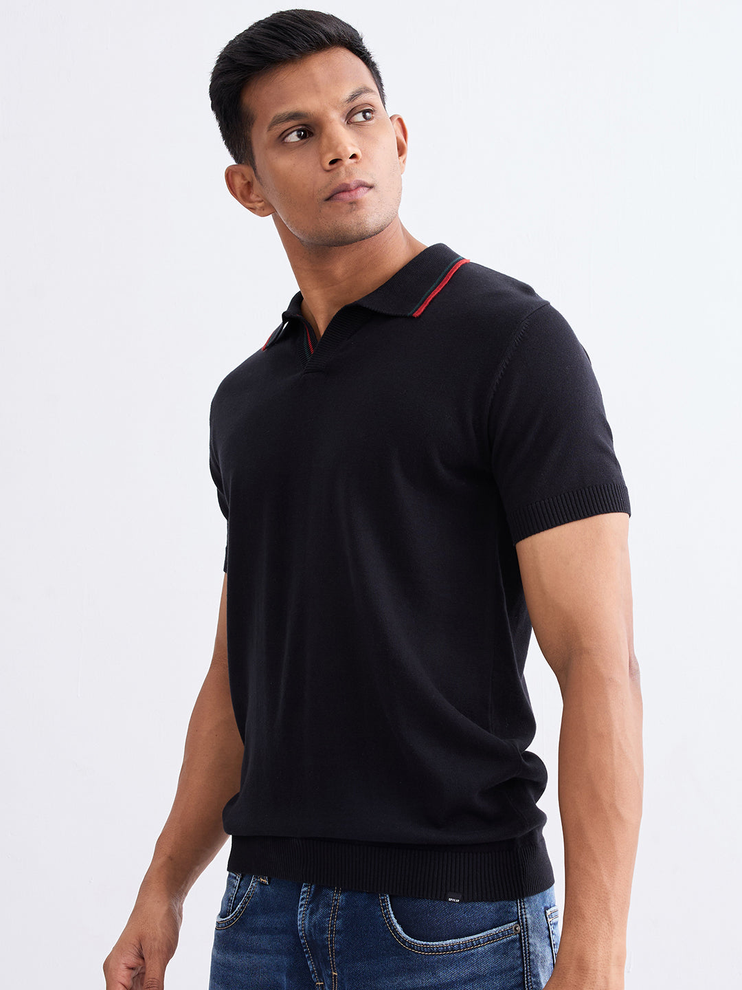 Spykar Black Slim Fit Casual Sweaters For Men