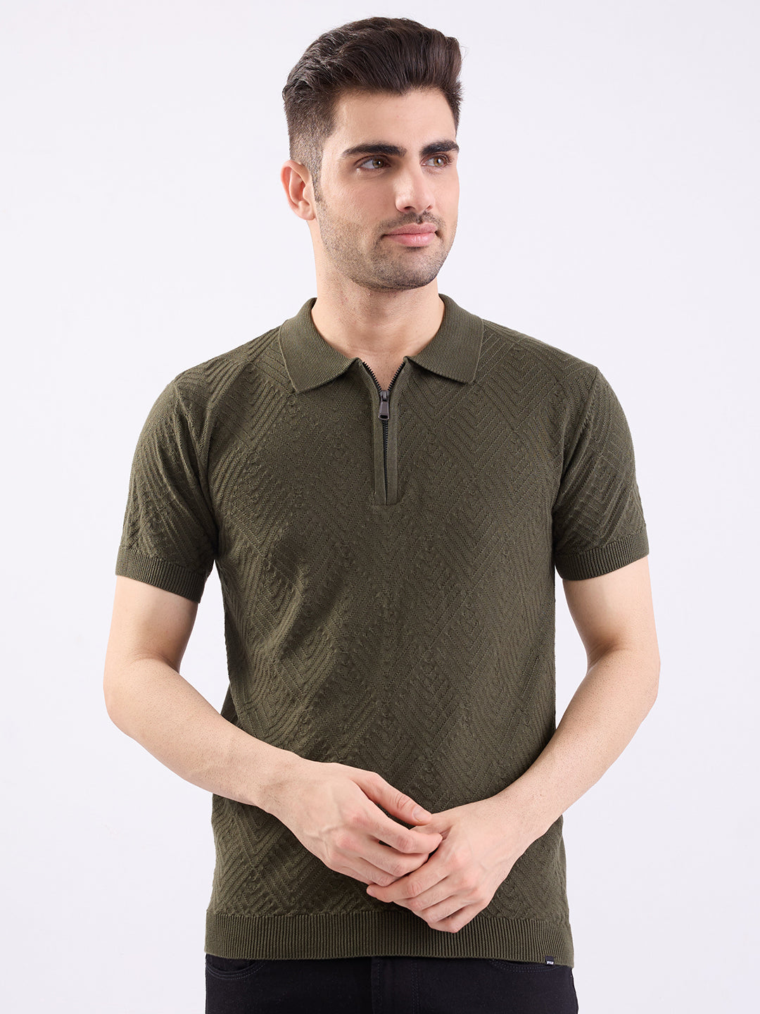 Spykar Avocado Green Slim Fit Casual Sweaters For Men