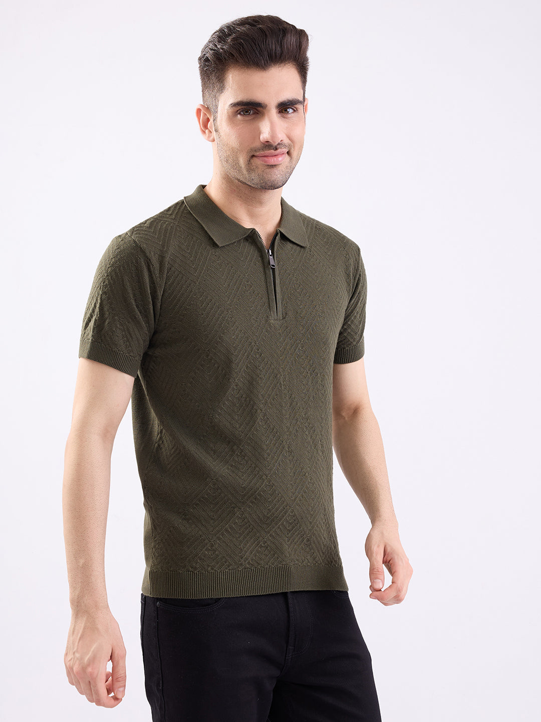 Spykar Avocado Green Slim Fit Casual Sweaters For Men