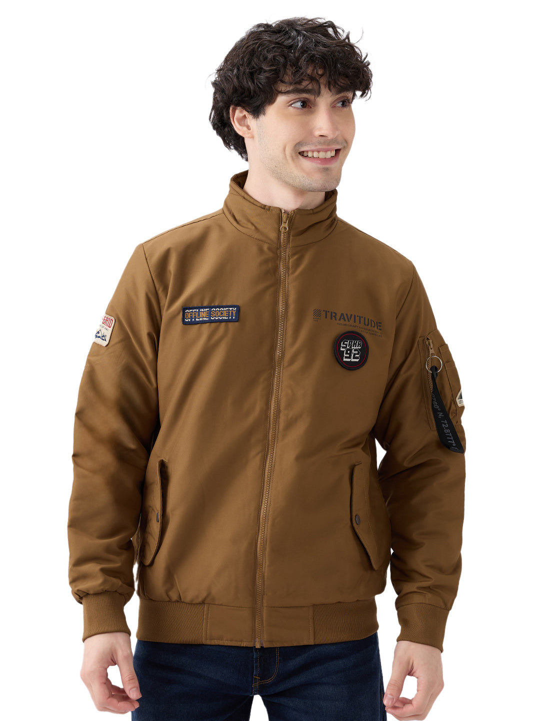 Spykar Solid Dark Khaki Straight Fit Jackets For Men