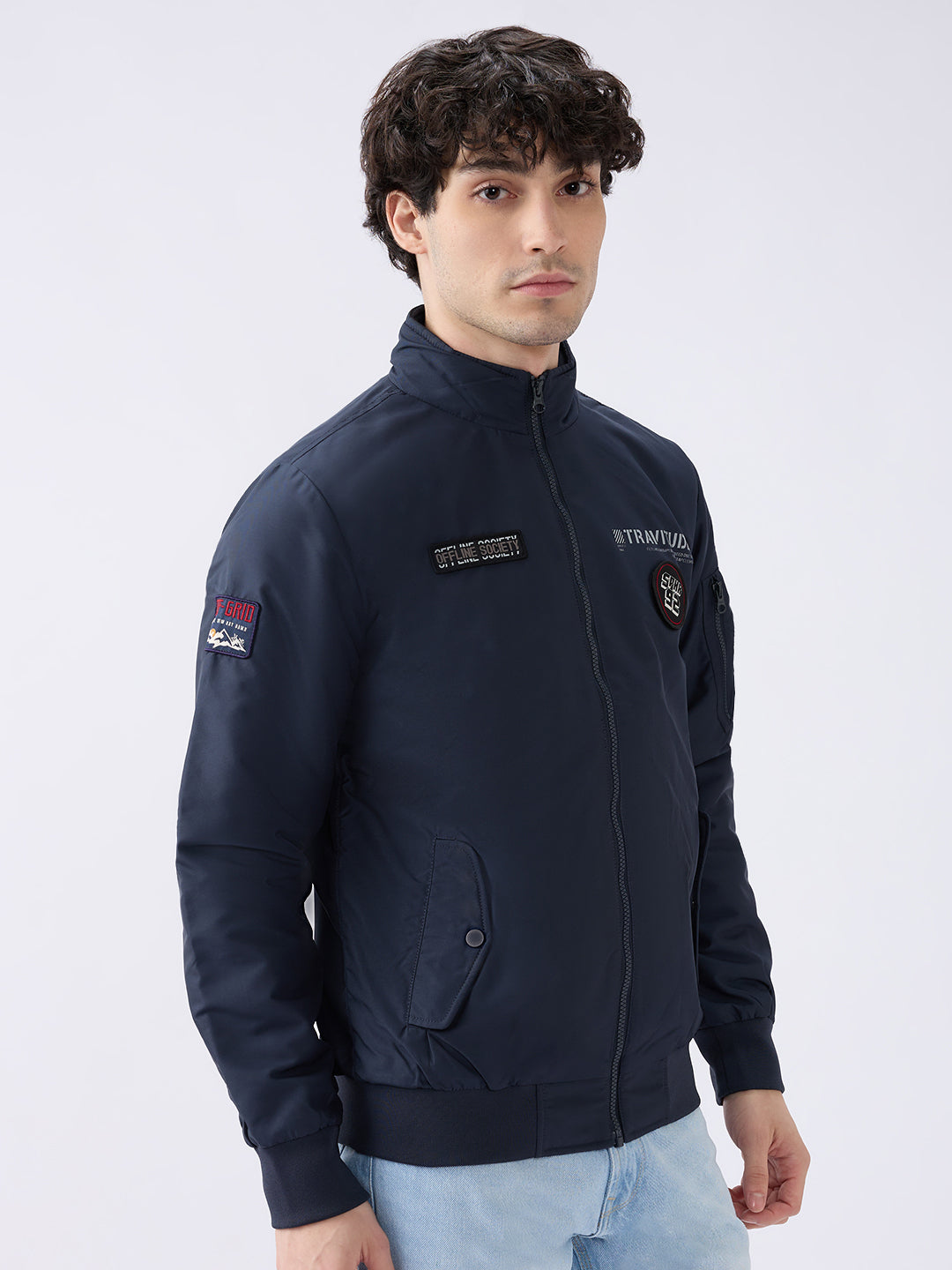 Spykar Solid Navy Blue Straight Fit Jackets For Men