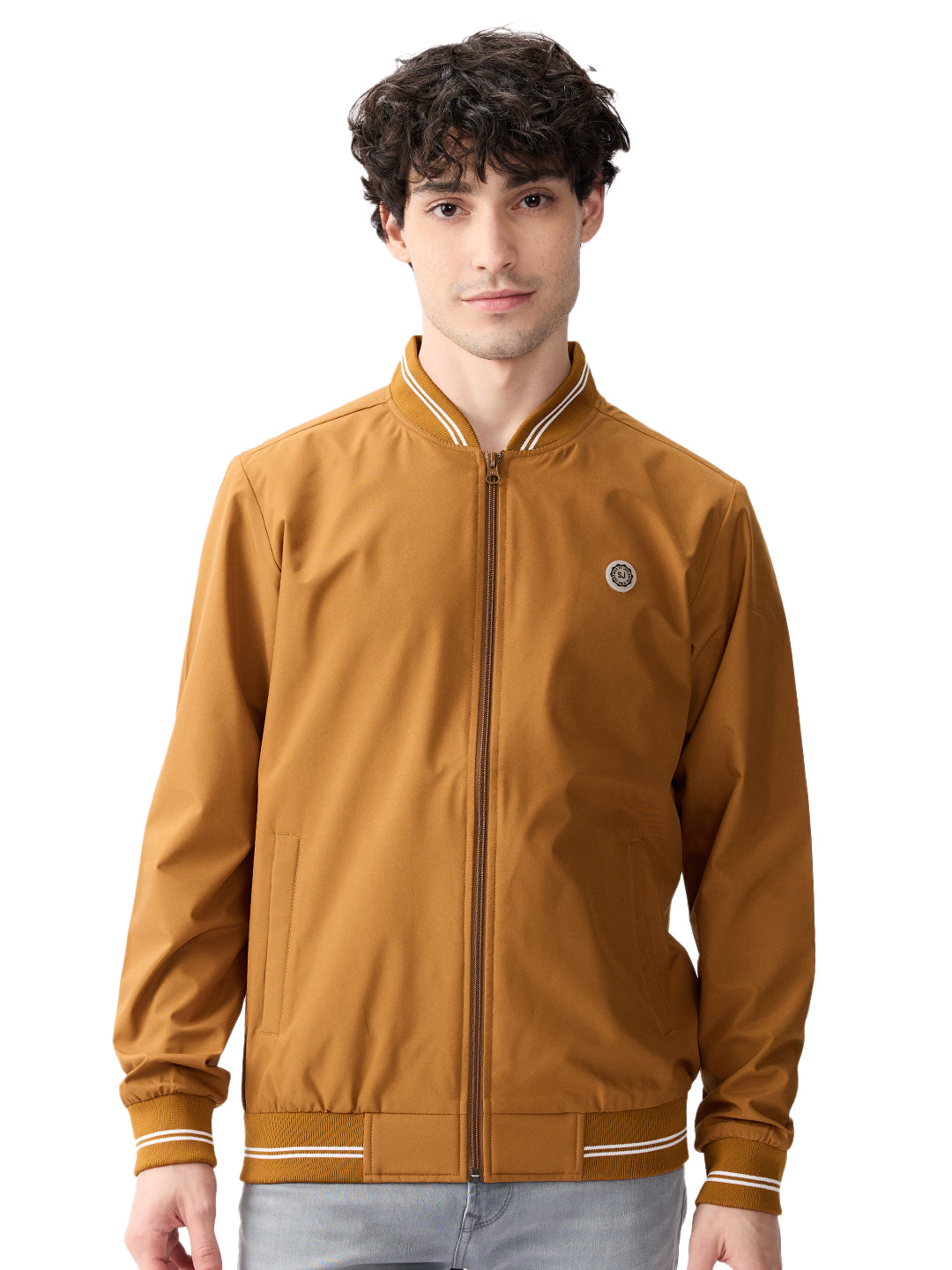 Spykar Solid Mustard Yellow Straight Fit Jackets For Men